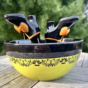 Vtg Halloween Candy Dish Witches Boots Trick Treat Bowl Lime Green Totally Ghoul